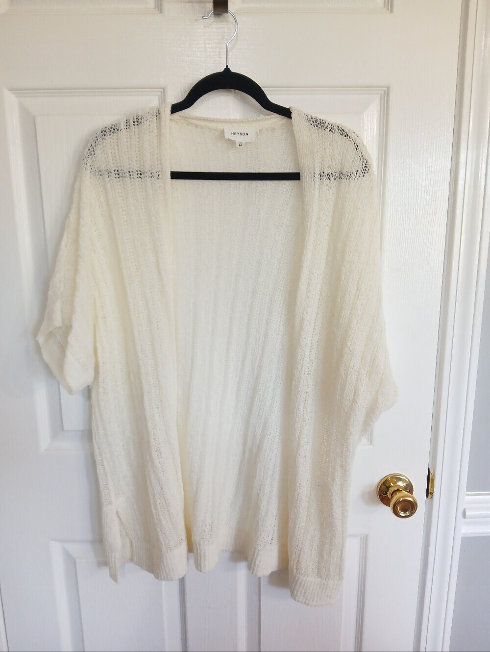 Heyson Open-Front Cream Knit Women's Sweater Cardigan - Boho Chic Coastal Beach